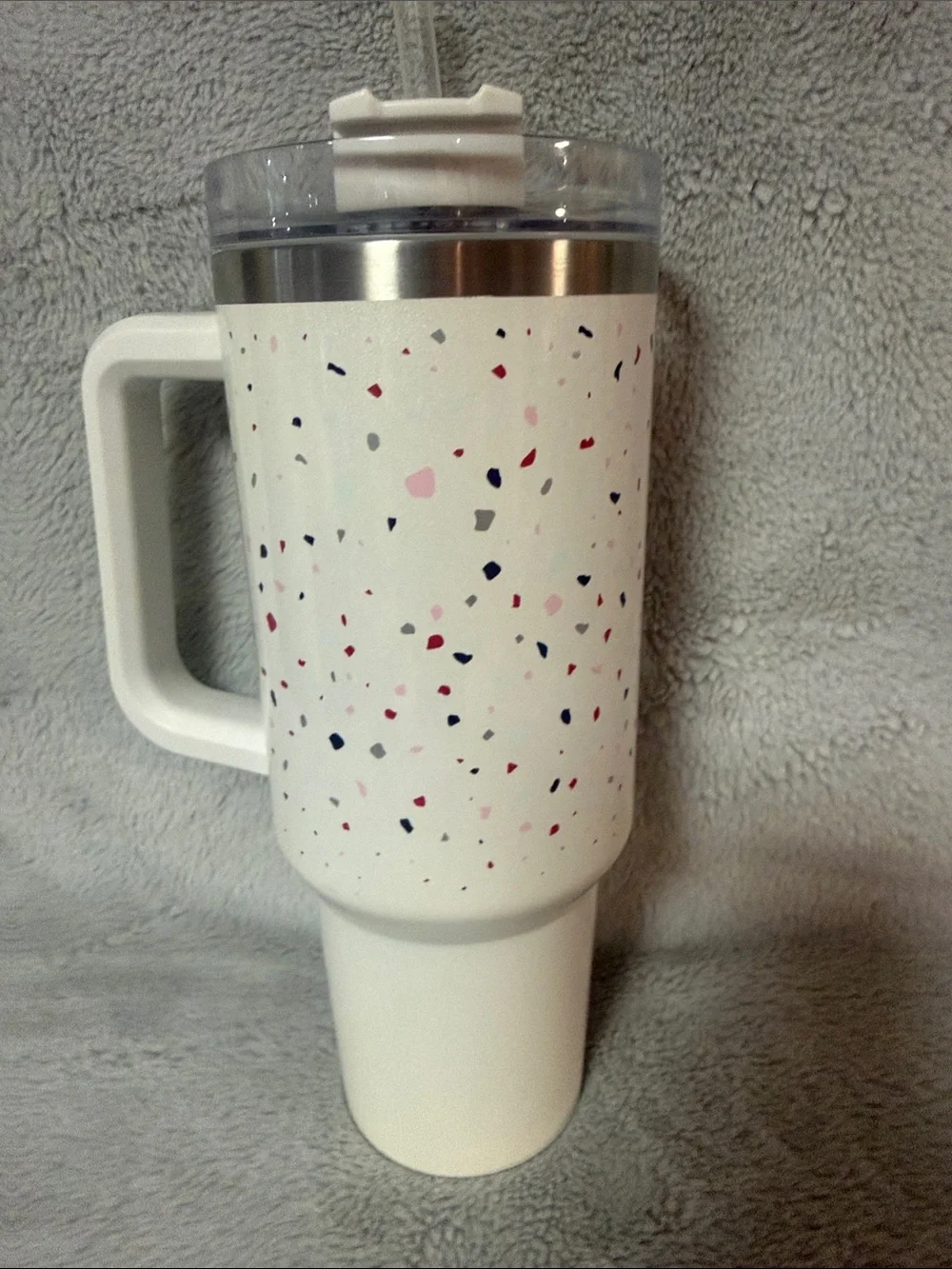 Stanley White Confetti Travel Tumbler with Handle - Picture 3 of 7
